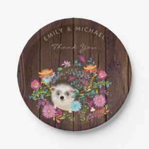 Woodland Hedgehog Plates Rustic Watercolor