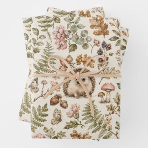 Woodland Hedgehog Watercolor for Her Wrapping Paper Sheet