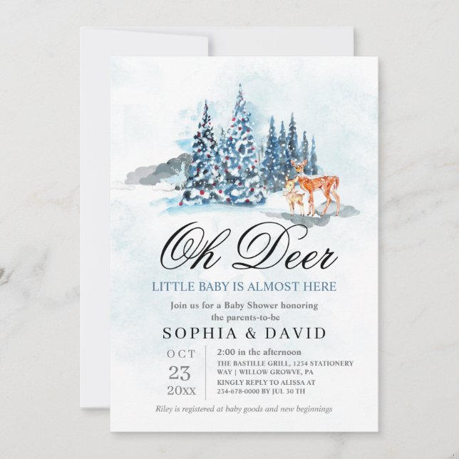 Woodland Hills Oh Deer Baby Shower Invitation (Front)