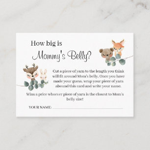 Woodland How big is mummy belly shower game card