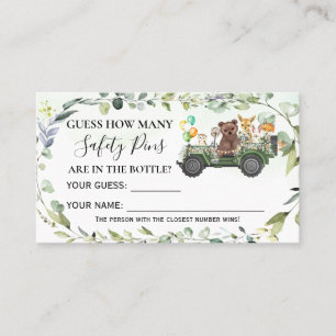 Woodland How Many Safety Pins Baby Shower Card