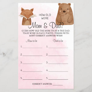Woodland How old were Mom & Dad shower game card