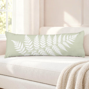 Woodland Inspired Light Sage Green White Fern Body Cushion