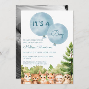 Woodland It's A Boy Baby Shower Invitation