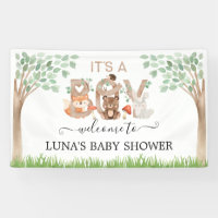 Woodland It's a Boy Baby Shower Welcome Banner