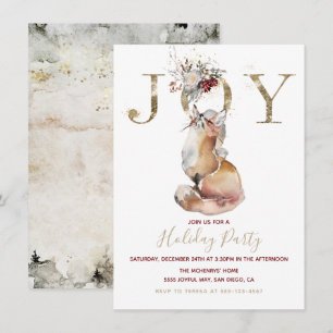 Woodland Joy Red Fox Holiday Party Invitation