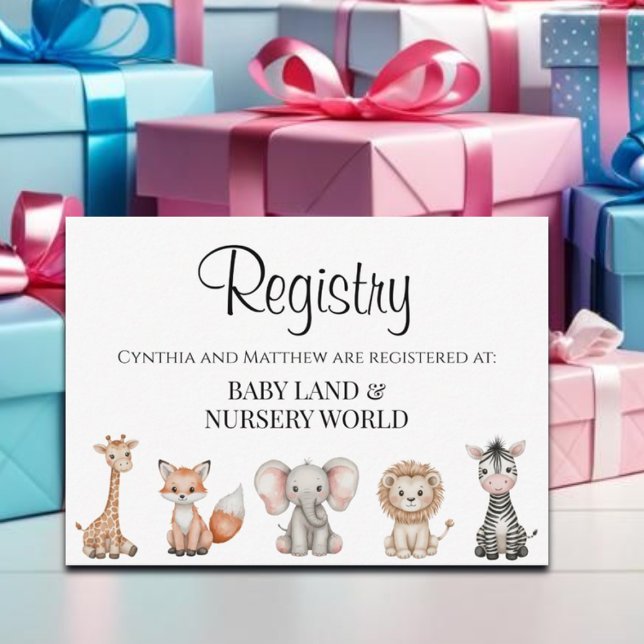 Woodland Jungle Animals Baby Shower Gift Registry  Enclosure Card (Creator Uploaded)
