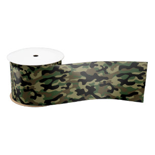 Woodland Khaki Camo  Satin Ribbon