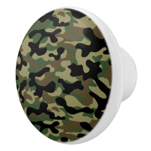 Woodland Khaki Camouflage  Ceramic Knob