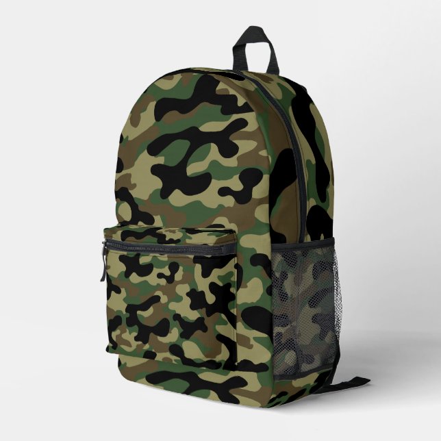 Woodland Khaki Camouflage  Printed Backpack (Back Corner Right)