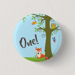 Woodland Kid's Birthday Party Cute Fox 3 Cm Round Badge