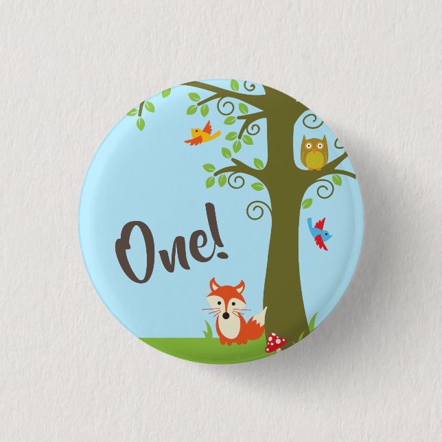 Woodland Kid's Birthday Party Cute Fox 3 Cm Round Badge (Front)