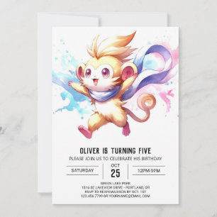 Woodland Kids Monkey Birthday Invitation