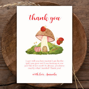 Woodland Ladybug Mushroom Baby Shower  Thank You Card