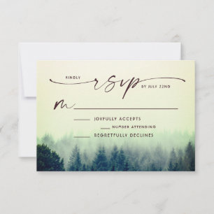 Woodland Lake Mountain Wedding RSVP Card