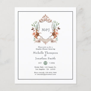 Woodland Laurel Crest Monogram Couples Shower Flyer