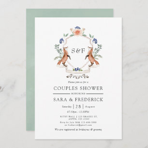 Woodland Laurel Crest Monogram Couples Shower Invitation
