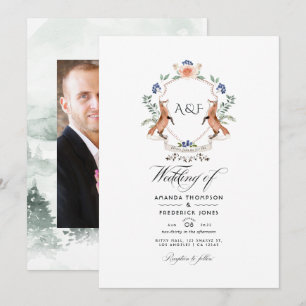 Woodland Laurel Crest Monogram Wedding Photo Invitation