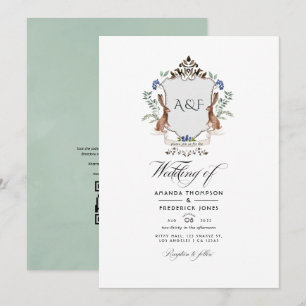 Woodland Laurel Crest QR Code RSVP Wedding Invitation