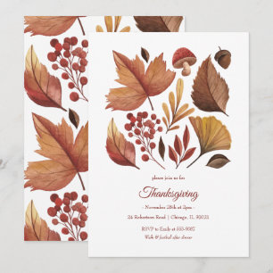 Woodland Leaf Thanksgiving or Friendsgiving Invitation