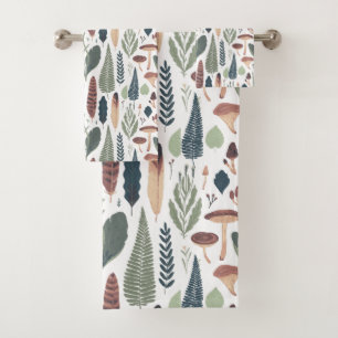 Woodland leafs & foliage pattern bath towel set
