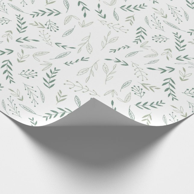 Woodland leaves baby shower neutral Wrapping Paper (Corner)