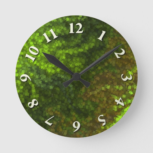 Woodland Leaves Camo Round Clock (Front)