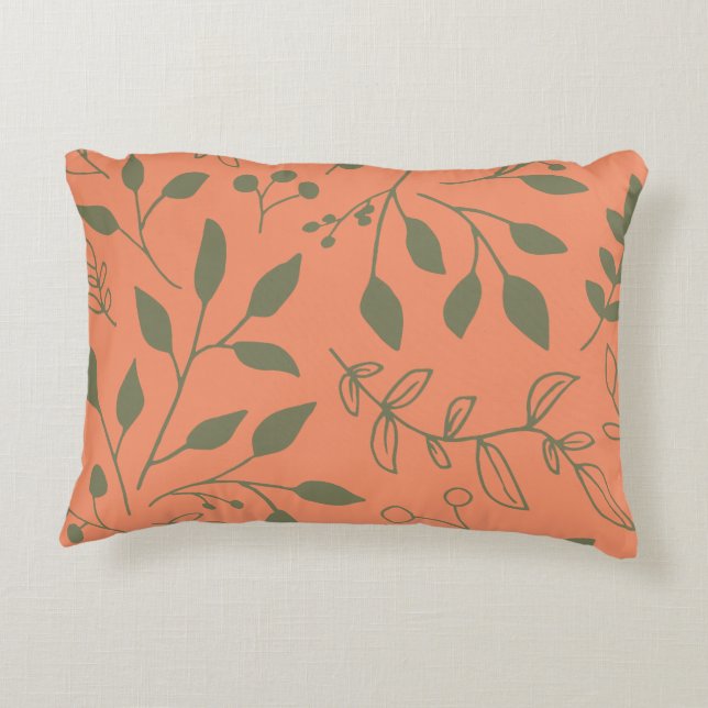 Woodland Leaves Pattern Decorative Cushion (Back)