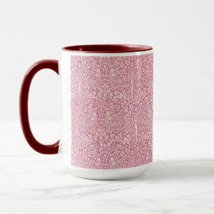 Woodland Leaves Pink Rabbit William Morris Pattern Mug
