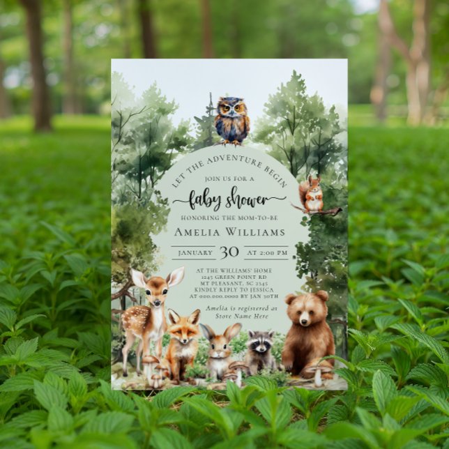 Woodland Let the Adventure Begin Baby Shower Invitation (Creator Uploaded)