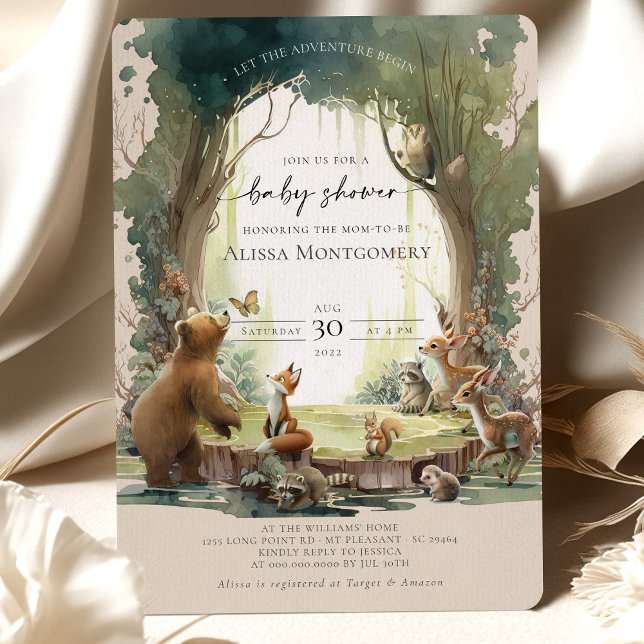 Woodland Let the Adventure Begin Baby Shower   Invitation (Creator Uploaded)