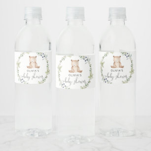 Woodland little bear baby shower water bottle labe water bottle label