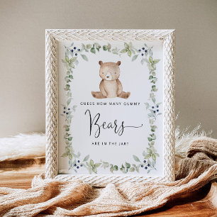 Woodland little bear guess how many gummy bears poster