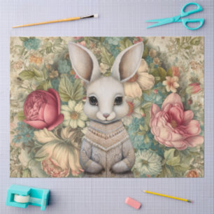 Woodland Long-eared Rabbit & Cottagecore Florals Tissue Paper