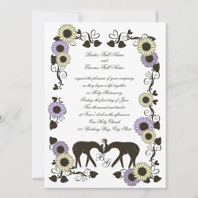 Woodland Love Sunflower Wedding Invitation (Front)