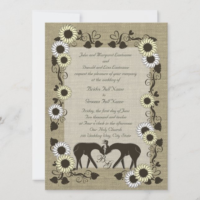 Woodland Love Sunflower Wedding Invitation (Front)
