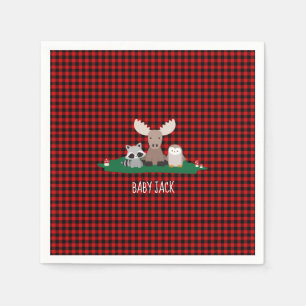 Woodland Lumberjack Baby Shower Animals Rustic Napkin