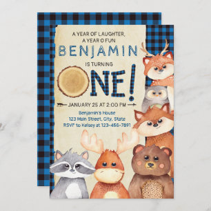 Woodland Lumberjack First Birthday Invitation