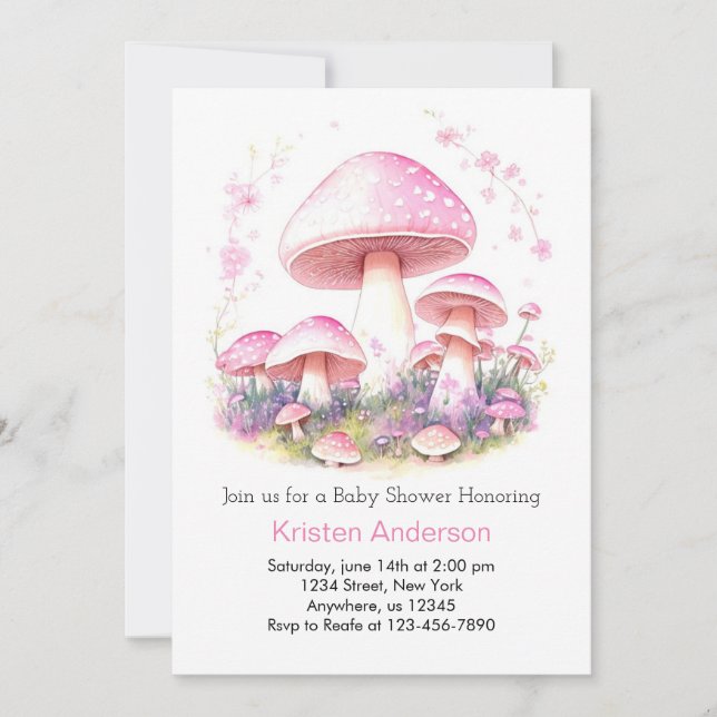 Woodland Magic Adventure Mushroom Girl Baby Shower Invitation (Front)