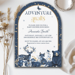Woodland Magic Night Animal Adventure Baby Shower Invitation