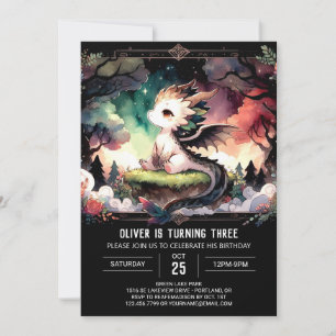 Woodland Majestic Dragon Birthday Invitation