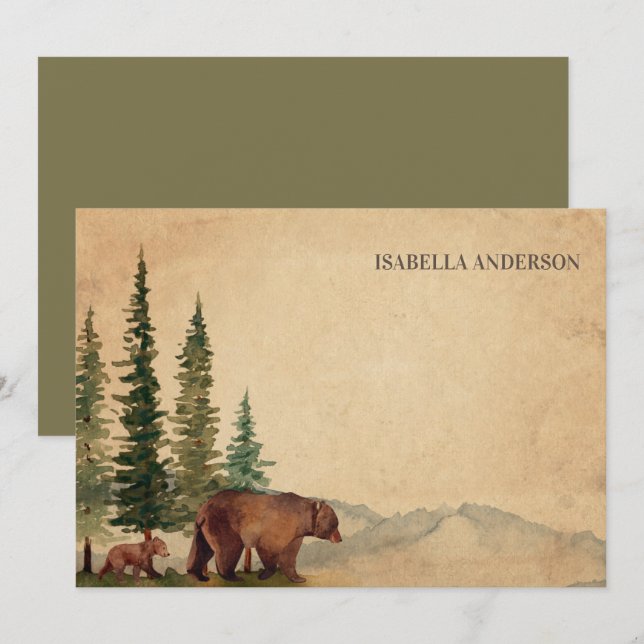 Woodland Mama & Baby Bear  Card (Front/Back)