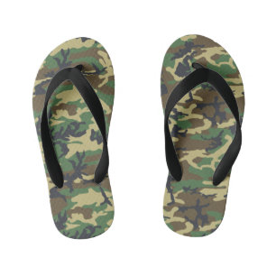 Woodland Militairy Camo Print Kid's Flip Flops