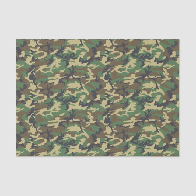 Woodland Militairy Camo Print Tissue Paper (Front)