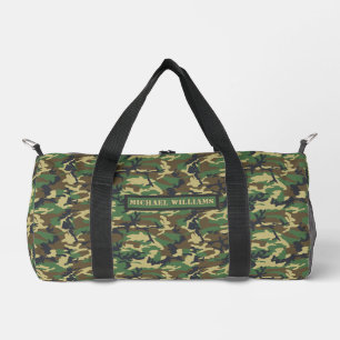Woodland Militairy Camouflage Print - Personalised Duffle Bag