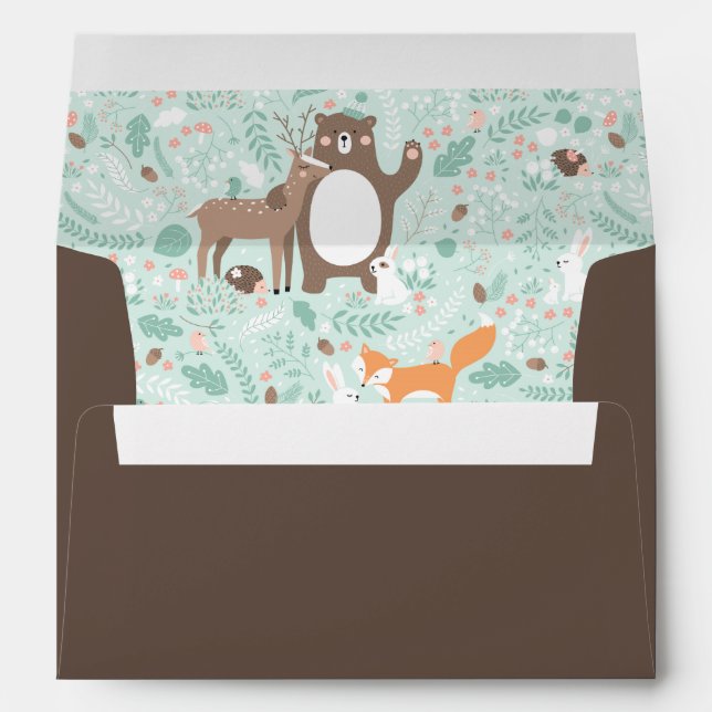 woodland Mint and Orange Baby Shower Envelopes (Back (Bottom))