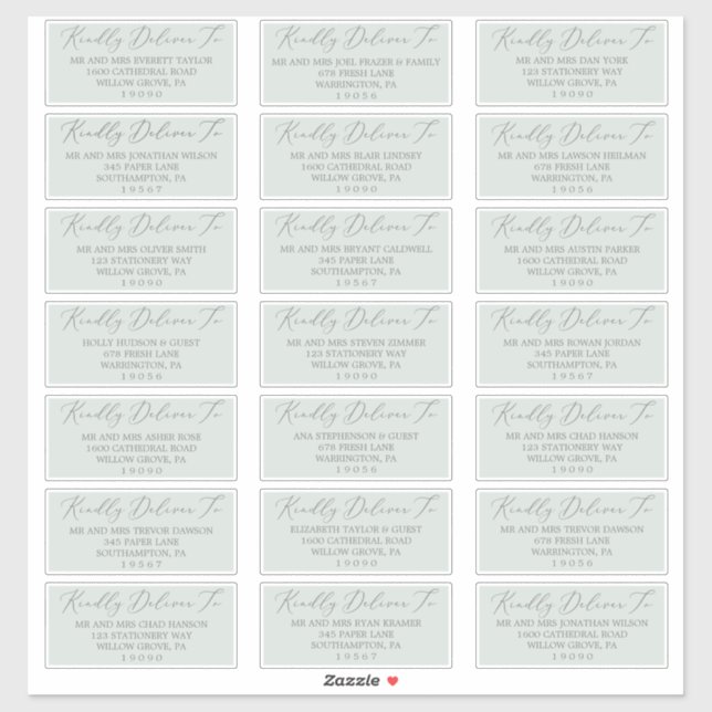 Woodland Mint Green Wedding Guest Address Labels (Sheet)