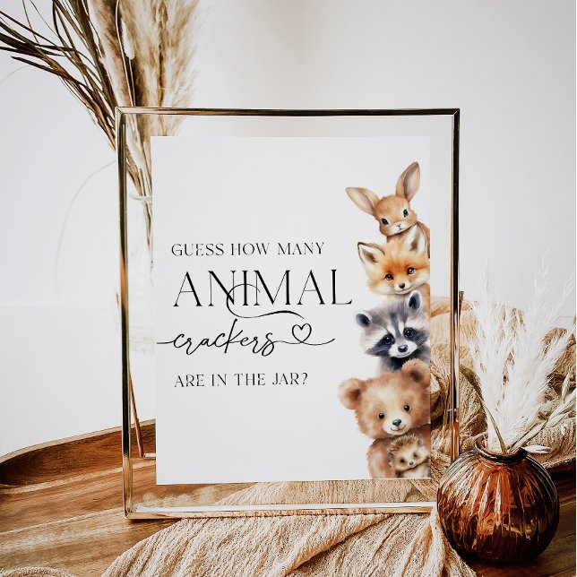 Woodland Modern Baby Shower Guess Animal Game Poster (Creator Uploaded)