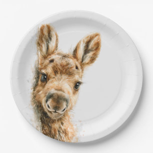 Woodland Moose Baby Shower Paper Plate