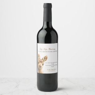 Woodland Moose Baby Shower Wine Label